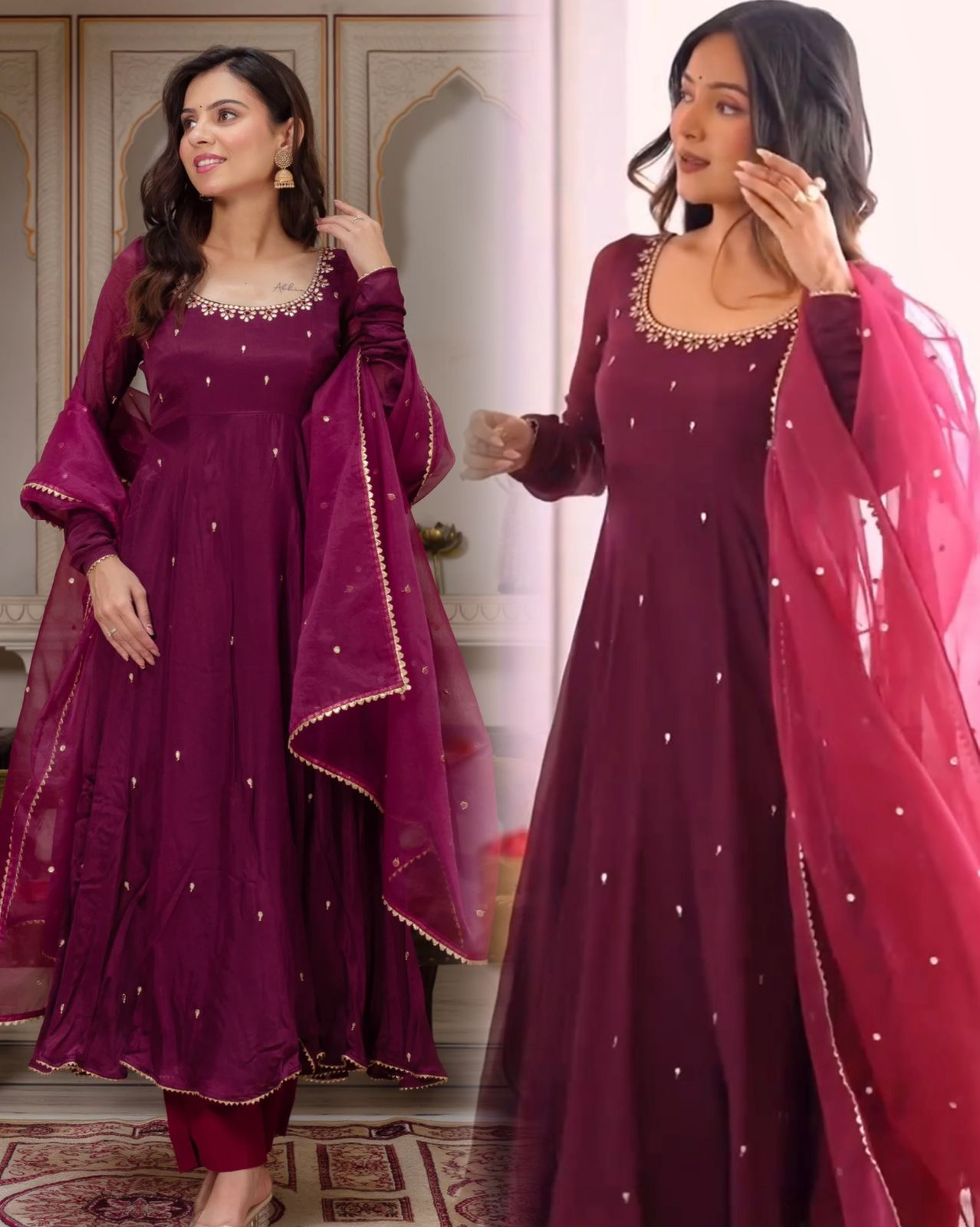 Premium Ready-to-Wear Embroidered Gown With Pant & Dupatta
