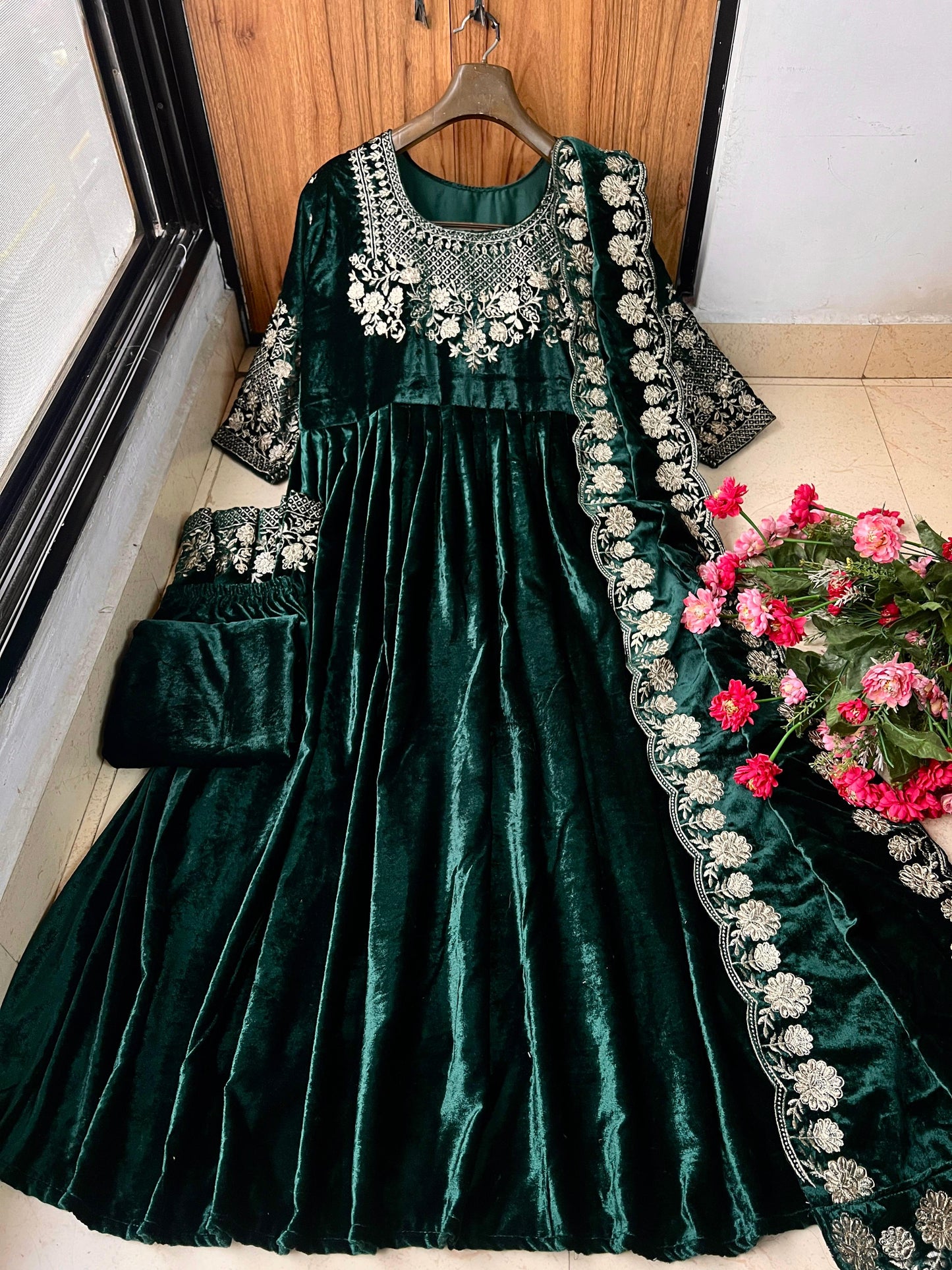 Royal Velvet Embroidered Anarkali Set