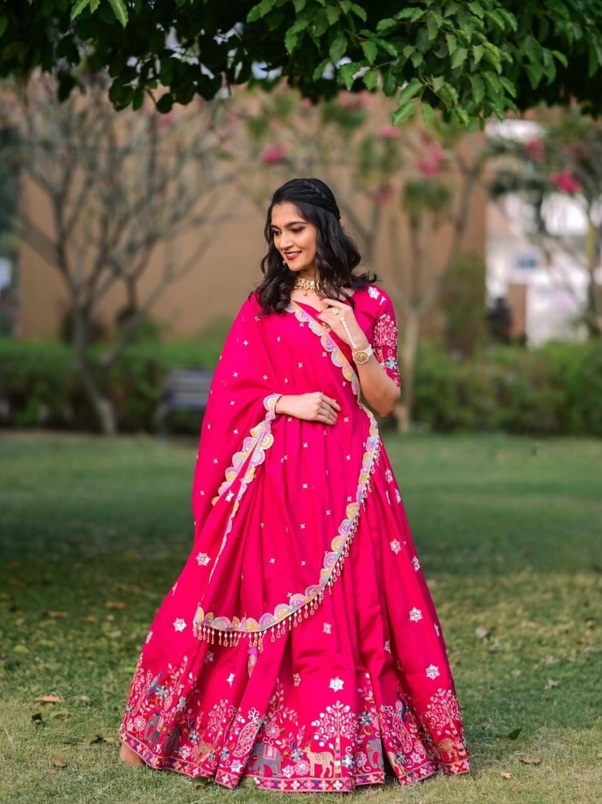Rani Gulzaar Festive Chinon Lehenga Set