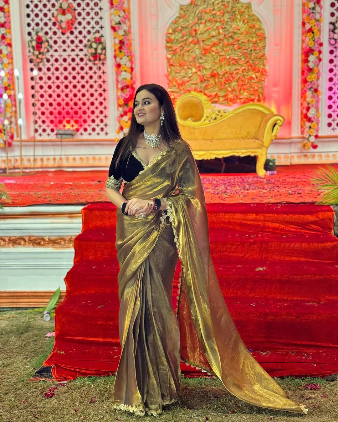 Golden Aura Luxe Tissue Saree Set