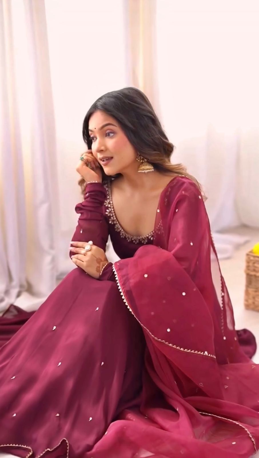 Premium Ready-to-Wear Embroidered Gown With Pant & Dupatta