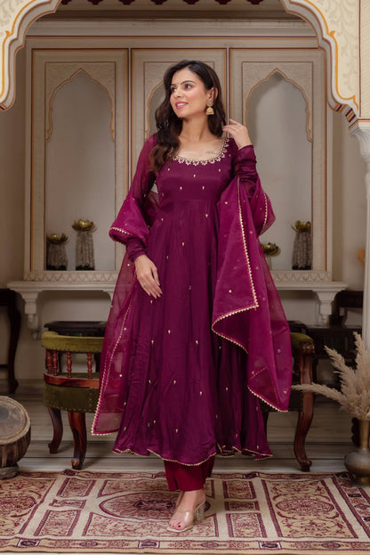 Premium Ready-to-Wear Embroidered Gown With Pant & Dupatta