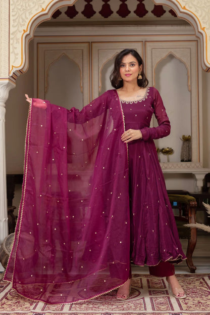 Premium Ready-to-Wear Embroidered Gown With Pant & Dupatta