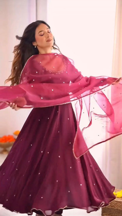 Premium Ready-to-Wear Embroidered Gown With Pant & Dupatta