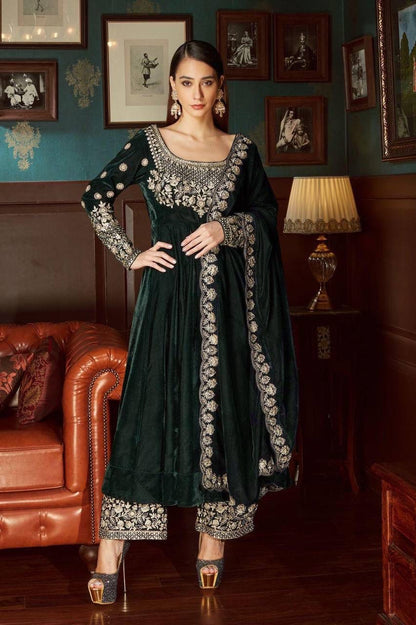 Royal Velvet Embroidered Anarkali Set