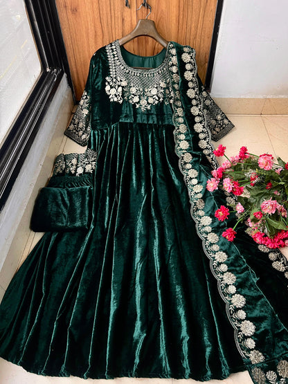Royal Velvet Embroidered Anarkali Set