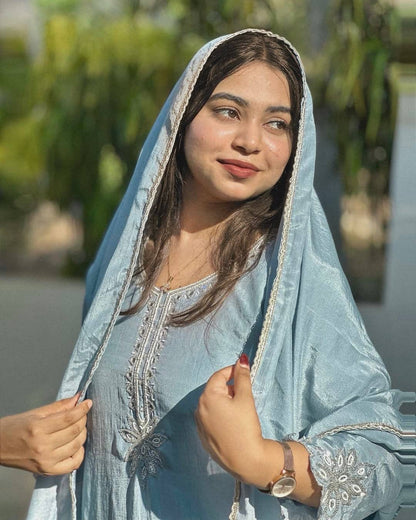 PREMIUM CHINON SILK KURTI–PANT SET