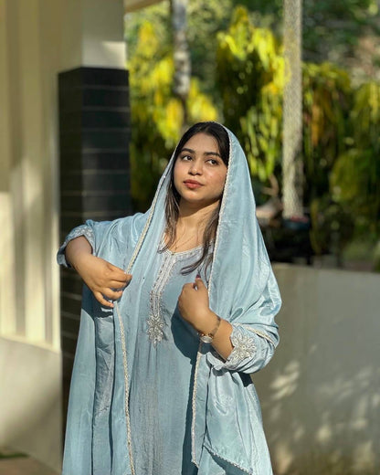 PREMIUM CHINON SILK KURTI–PANT SET