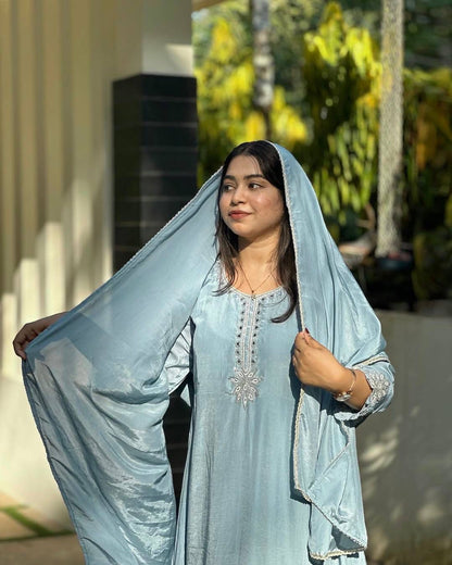 PREMIUM CHINON SILK KURTI–PANT SET