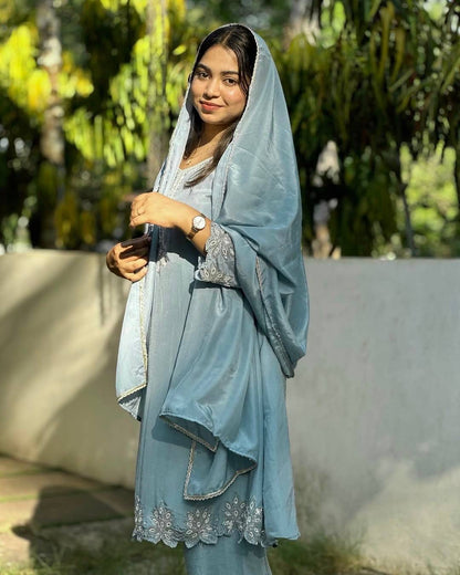 PREMIUM CHINON SILK KURTI–PANT SET