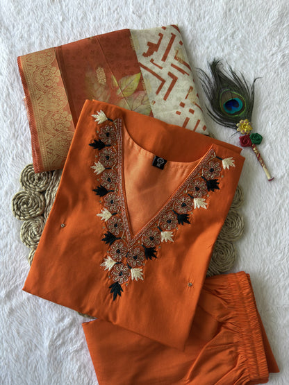 Designer Kurti Pant Dupatta Set – “Amber Grace