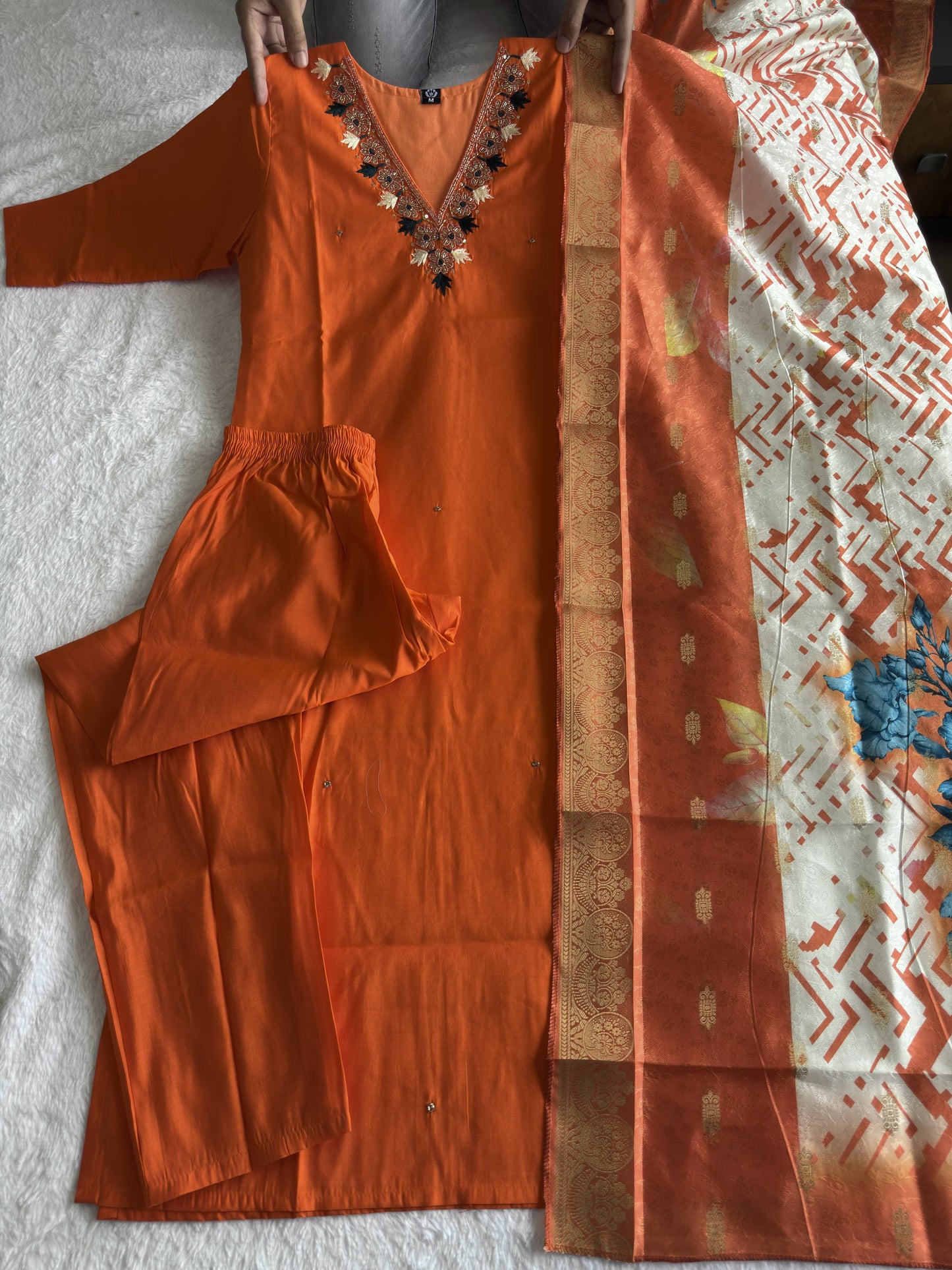 Designer Kurti Pant Dupatta Set – “Amber Grace