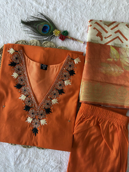 Designer Kurti Pant Dupatta Set – “Amber Grace