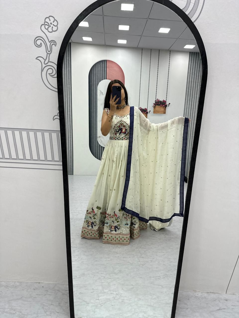 Royal Festive Chinon Embroidered Gown Set