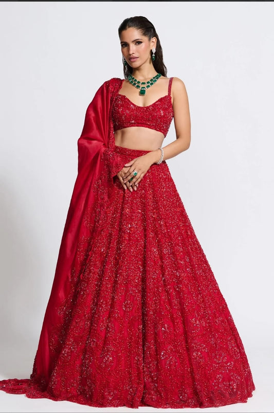 Premium Designer Vichitra Silk Bridal Lehenga Set