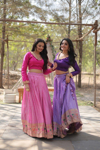 Dayble Viscose Kalamkari Jari Weaving Lehenga