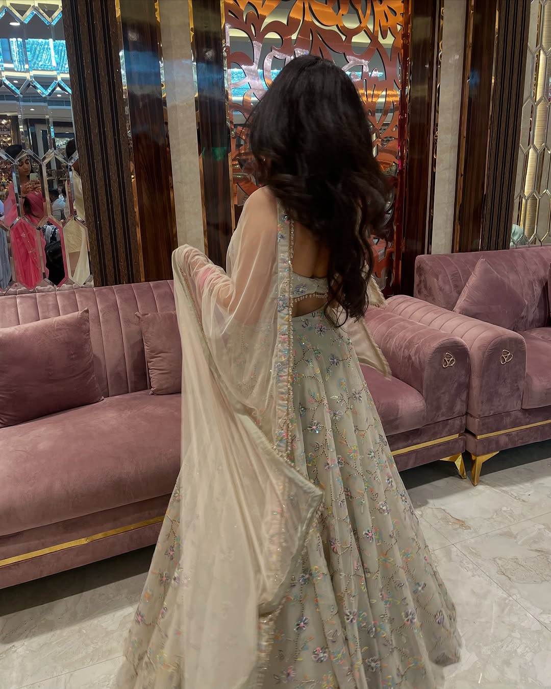 Champagne Blossom Radiance Lehenga