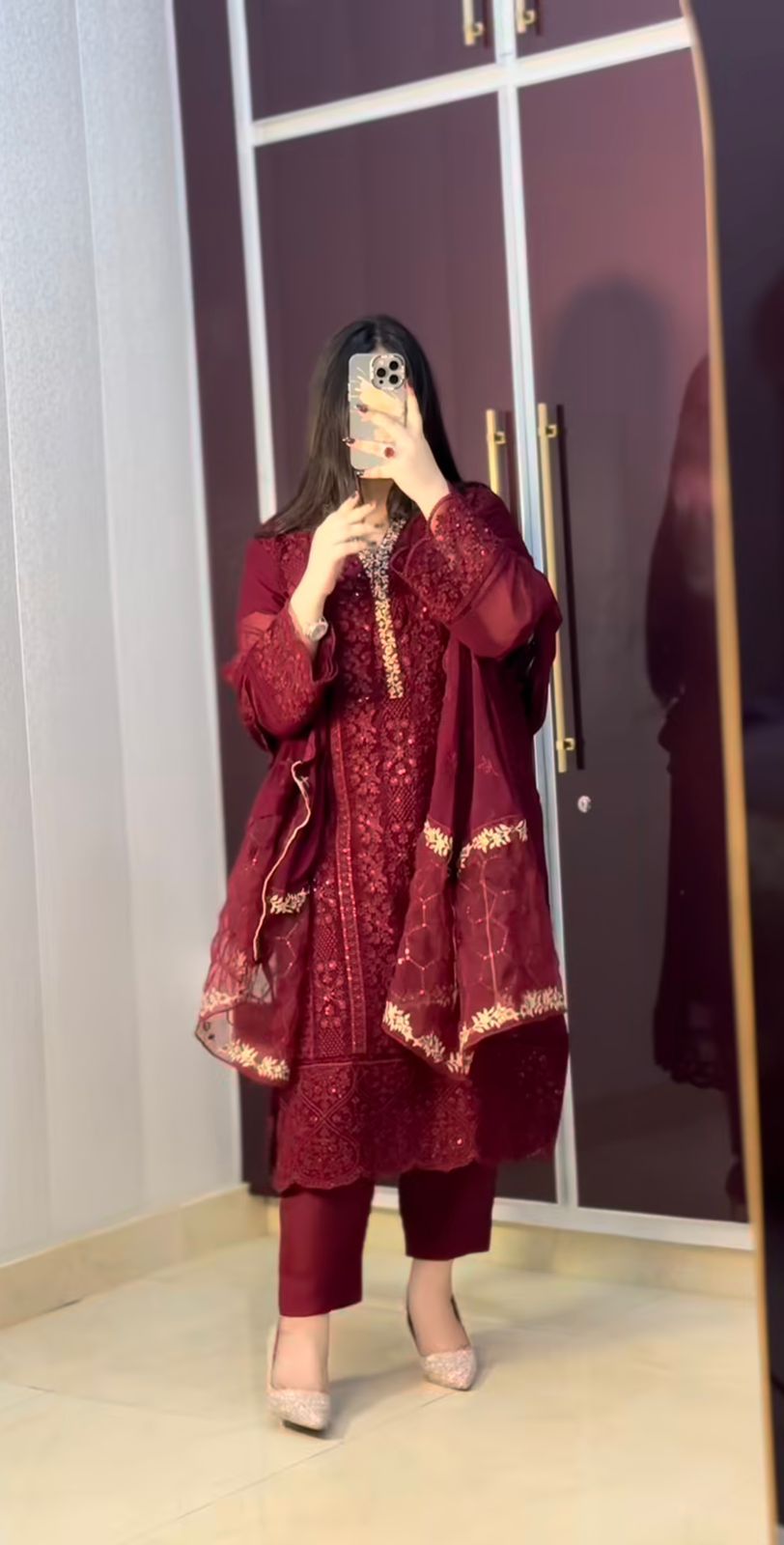 Premium Faux Georgette Heavy Embroidered Ready-to-Wear Set