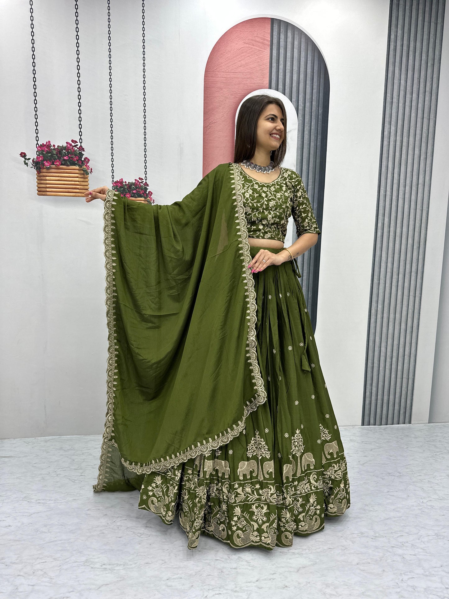Emerald Heritage Royal Chinon Lehenga Set