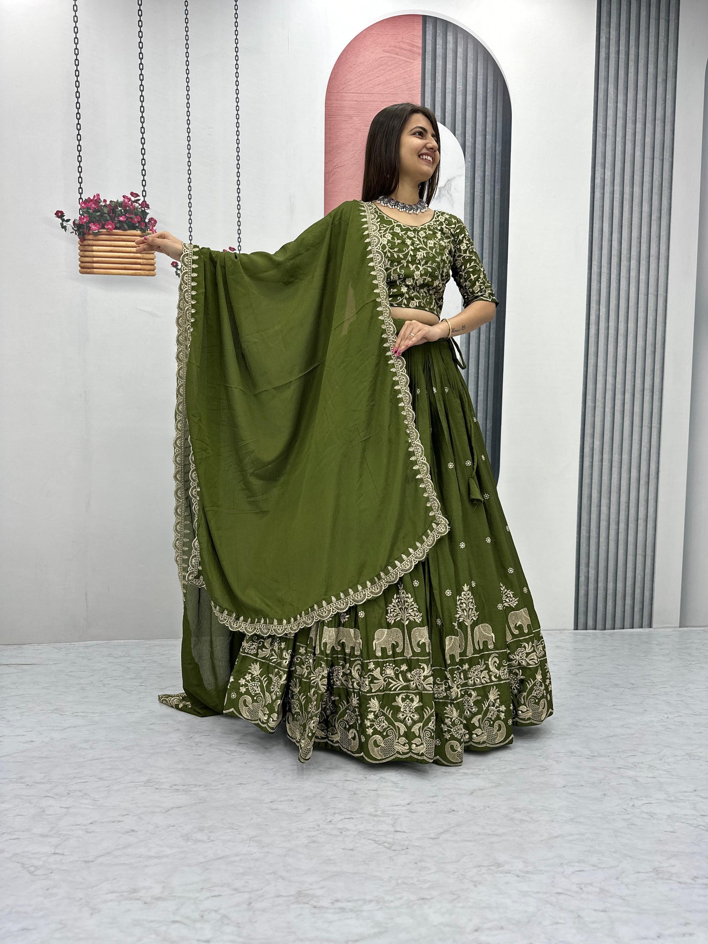 Emerald Heritage Royal Chinon Lehenga Set