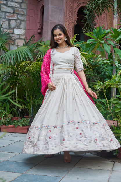 Royal Noor Luxe Tissue Silk Embroidered Lehenga Set