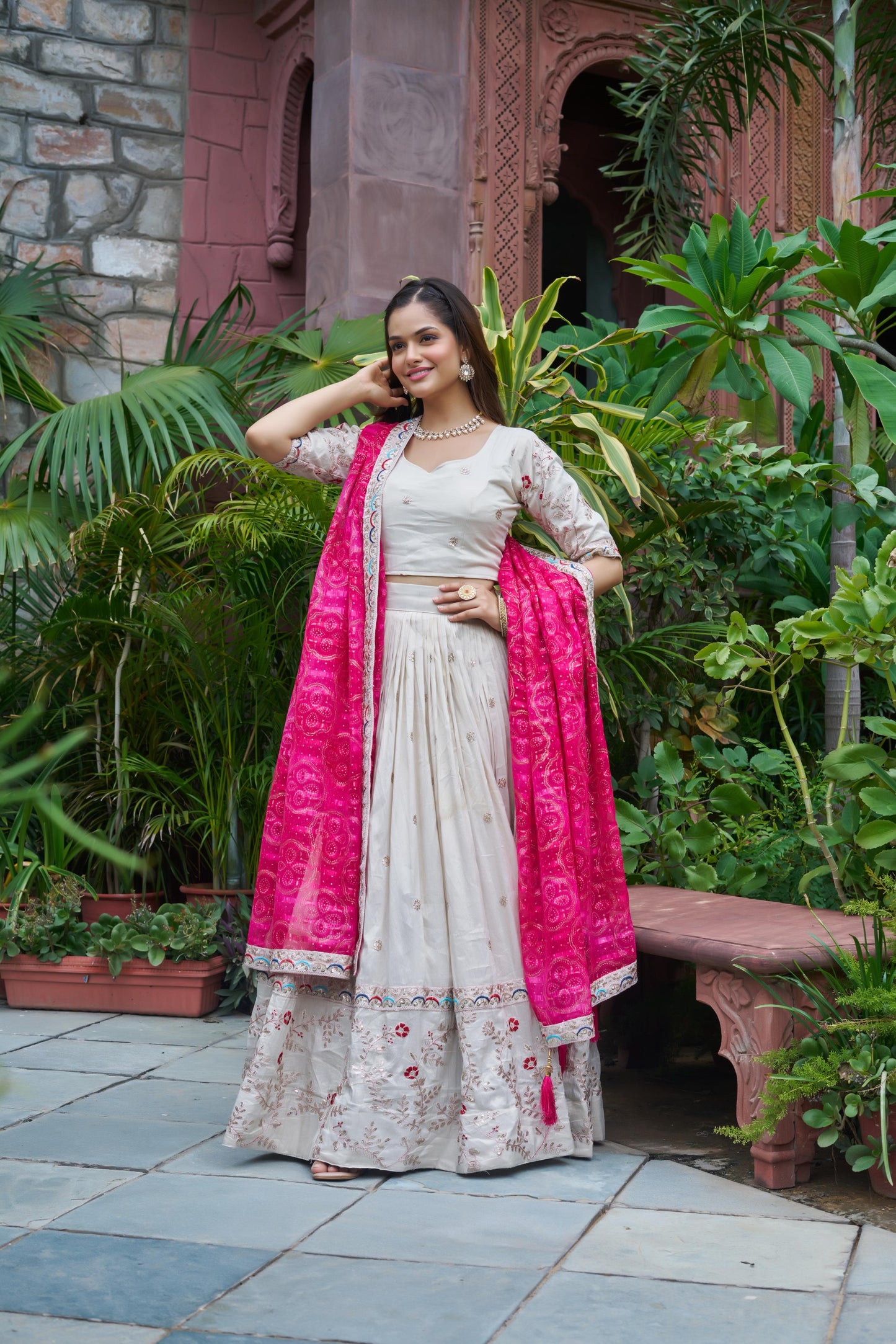 Royal Noor Luxe Tissue Silk Embroidered Lehenga Set