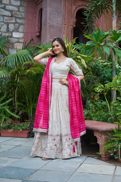 Royal Noor Luxe Tissue Silk Embroidered Lehenga Set