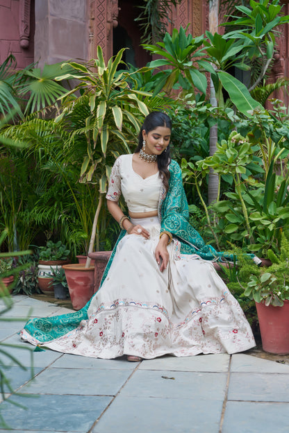 Royal Noor Luxe Tissue Silk Embroidered Lehenga Set