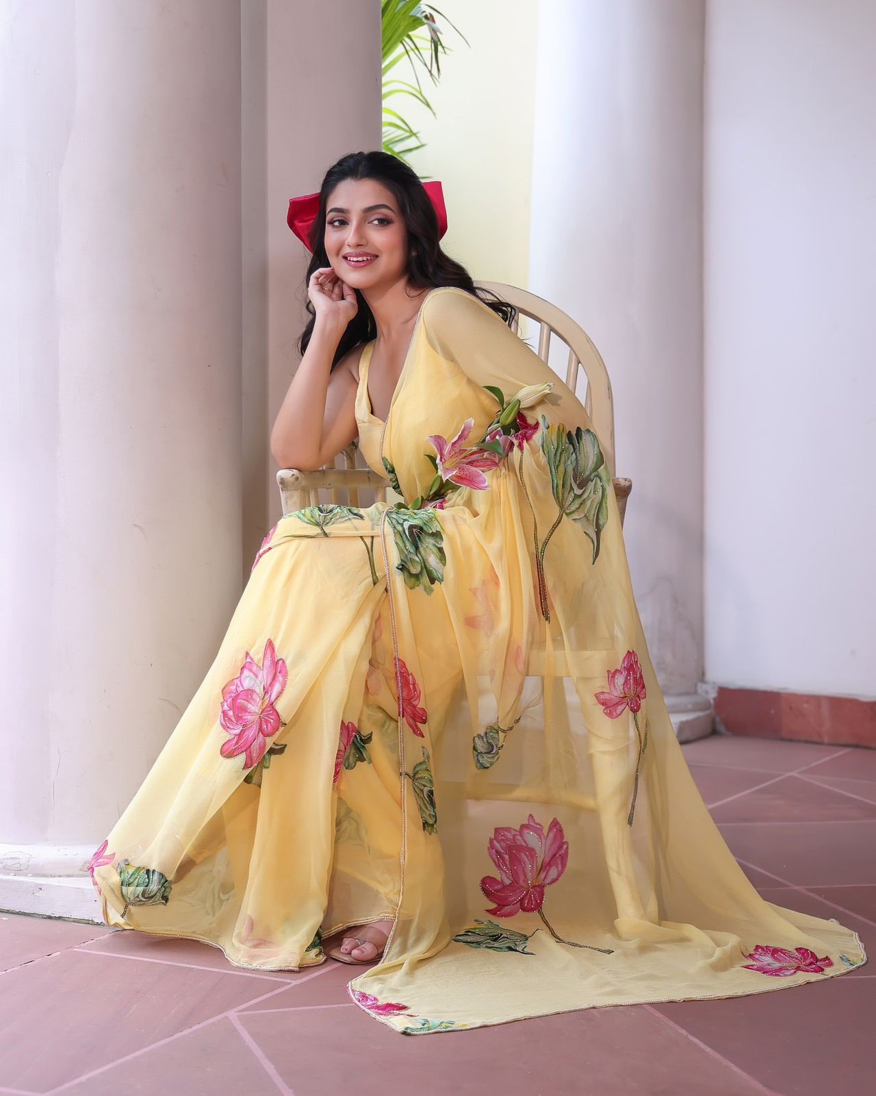 Blossom Aura – Premium Floral Handwork Saree Collection