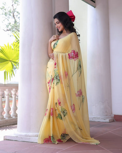 Blossom Aura – Premium Floral Handwork Saree Collection