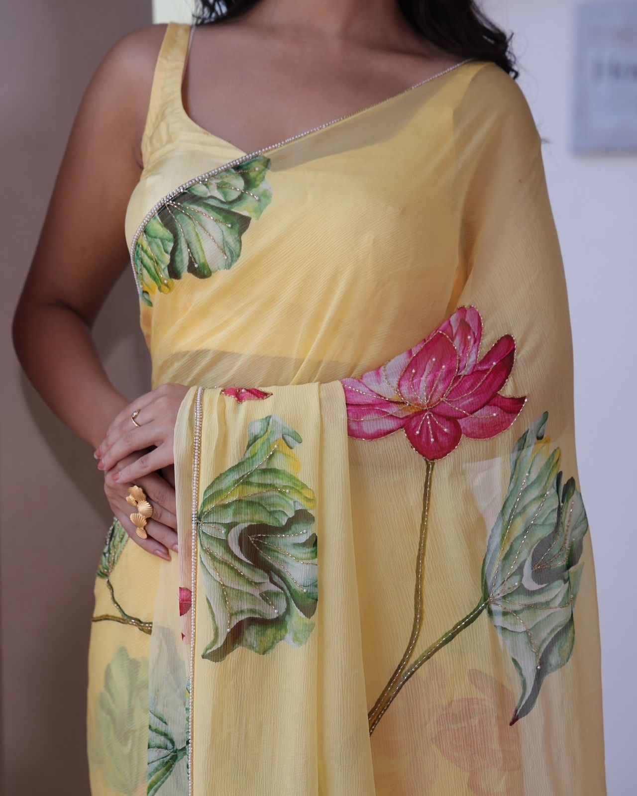 Blossom Aura – Premium Floral Handwork Saree Collection