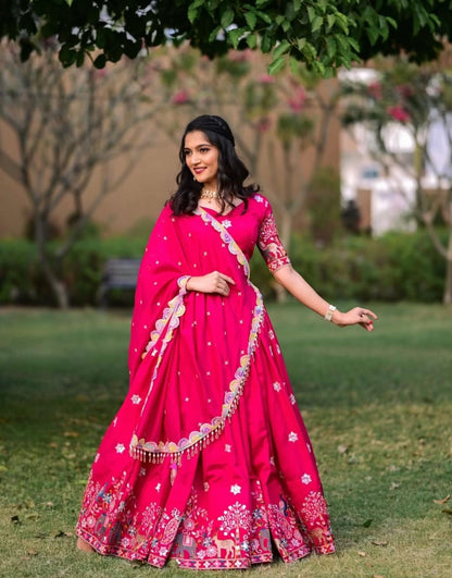 Rani Gulzaar Festive Chinon Lehenga Set