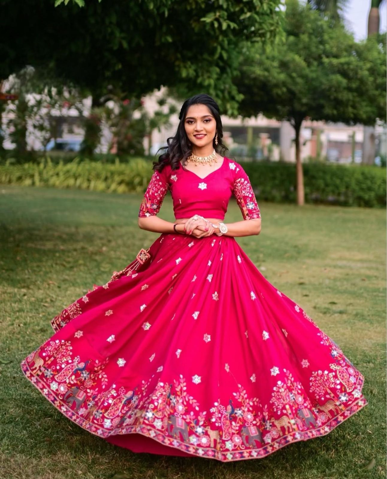 Rani Gulzaar Festive Chinon Lehenga Set
