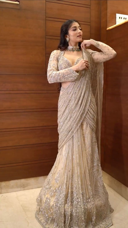 Ivory Radiance Designer Ready-to-Wear Saree Set”