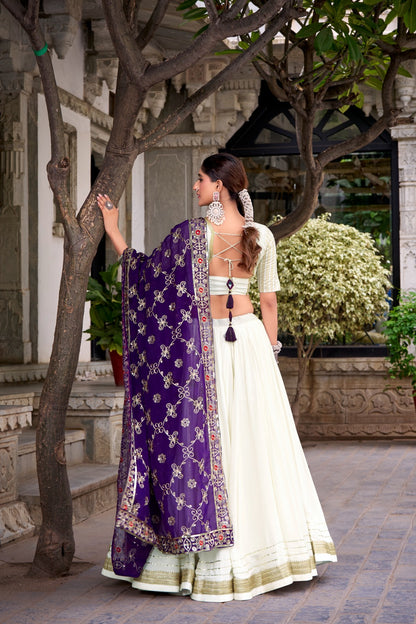 Regal Radiance – Ivory & Royal Amethyst Lehenga Set