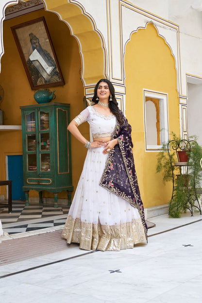 Ivory Gold Royal Crunchi Embroidered Lehenga