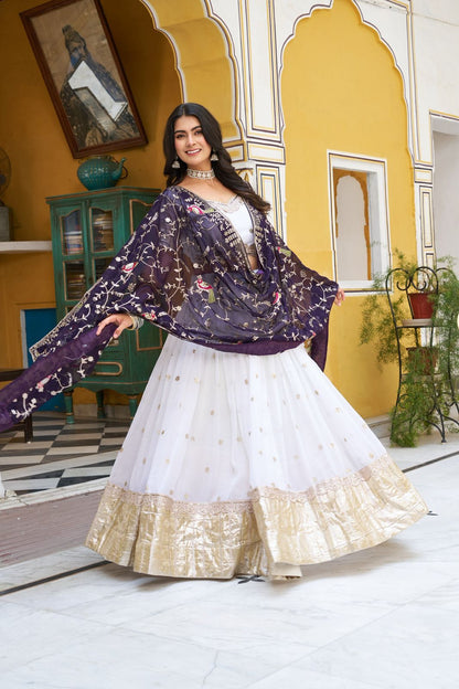 Ivory Gold Royal Crunchi Embroidered Lehenga