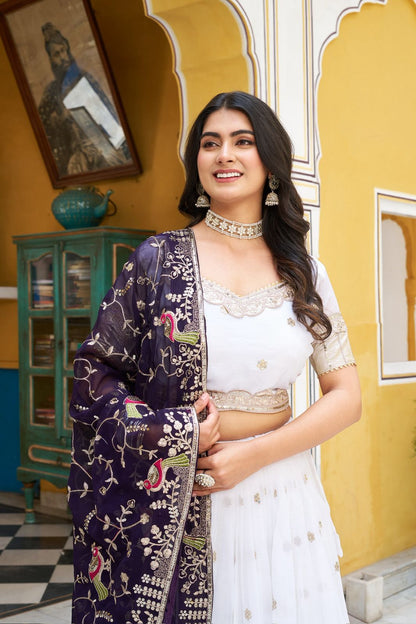 Ivory Gold Royal Crunchi Embroidered Lehenga