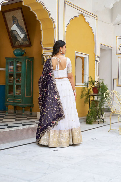 Ivory Gold Royal Crunchi Embroidered Lehenga