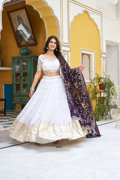 Ivory Gold Royal Crunchi Embroidered Lehenga