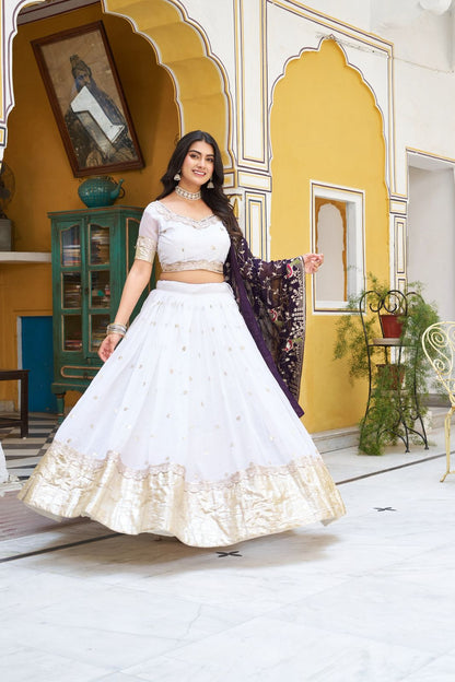 Ivory Gold Royal Crunchi Embroidered Lehenga