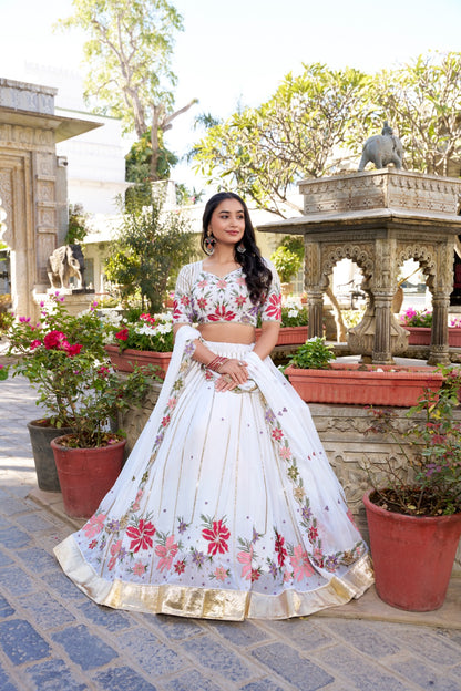 GUL-E-NOOR” — White Embroidered Designer Lehenga Choli