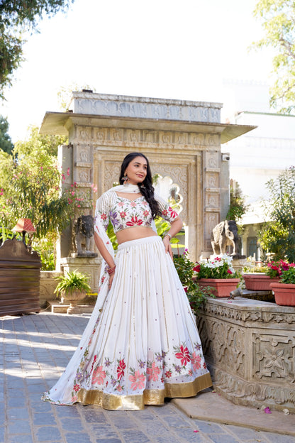 GUL-E-NOOR” — White Embroidered Designer Lehenga Choli