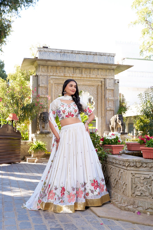 GUL-E-NOOR” — White Embroidered Designer Lehenga Choli