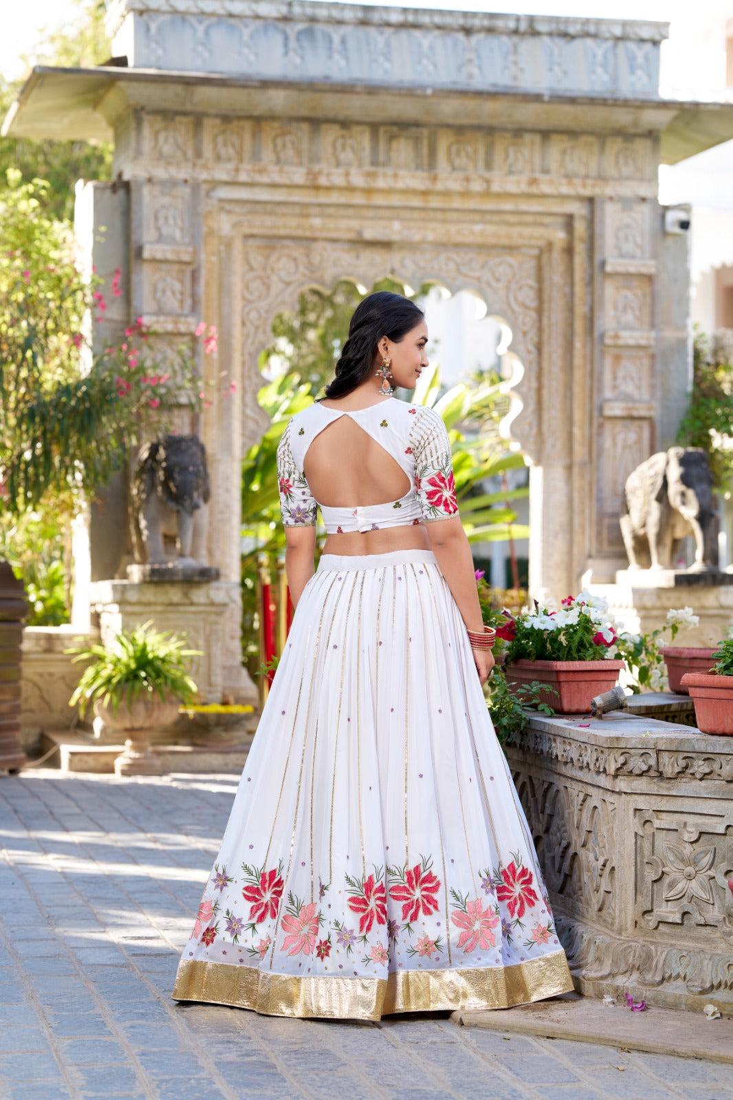 GUL-E-NOOR” — White Embroidered Designer Lehenga Choli
