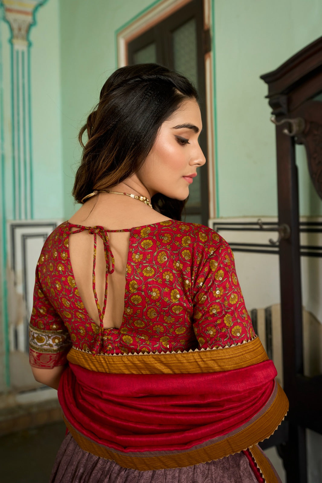 NOOR-E-KASHMIR” – Royal Tussar Silk Kashmiri Print Lehenga Set