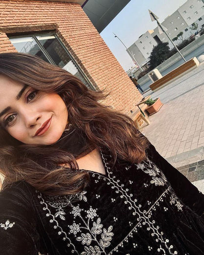 Premium Designer Velvet Embroidered Anarkali Gown Set