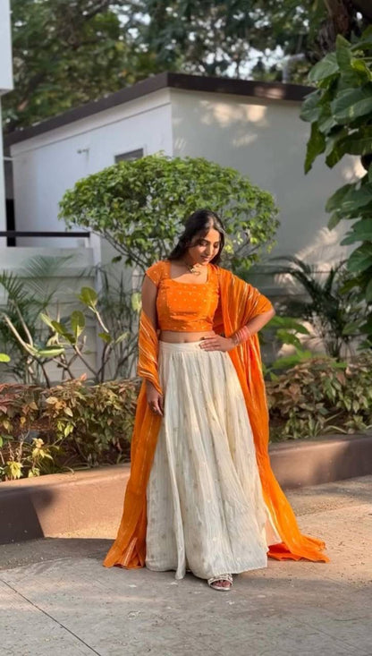 AARADHYA” – Festive Jacquard Silk Lehenga Choli