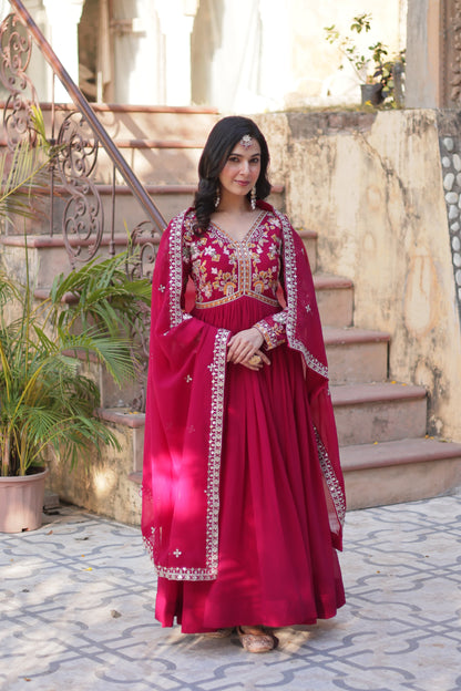 ZariAura Luxe Embroidered Gown Set