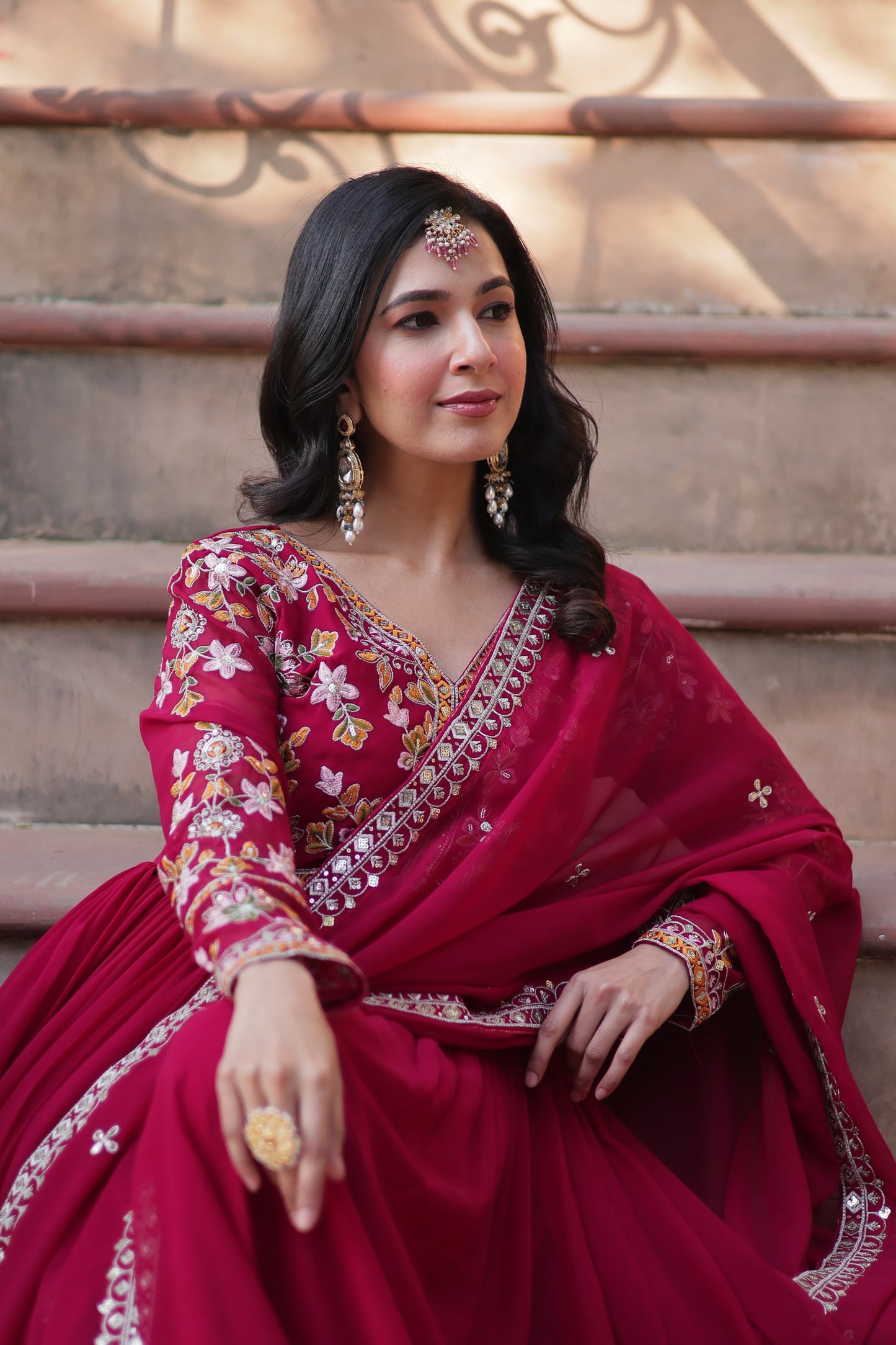 ZariAura Luxe Embroidered Gown Set